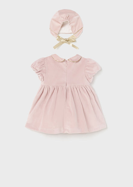 Velvet dress with bonnet for newborn Art. 12-02821-087
