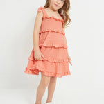 Strappy dress with smock knit for girl Art. 23-03934-093