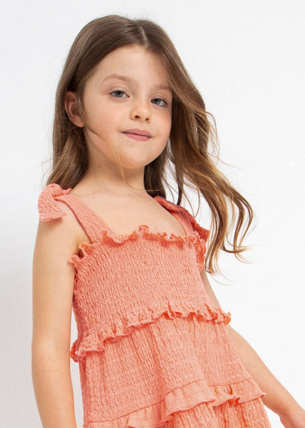 Strappy dress with smock knit for girl Art. 23-03934-093