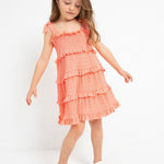 Strappy dress with smock knit for girl Art. 23-03934-093