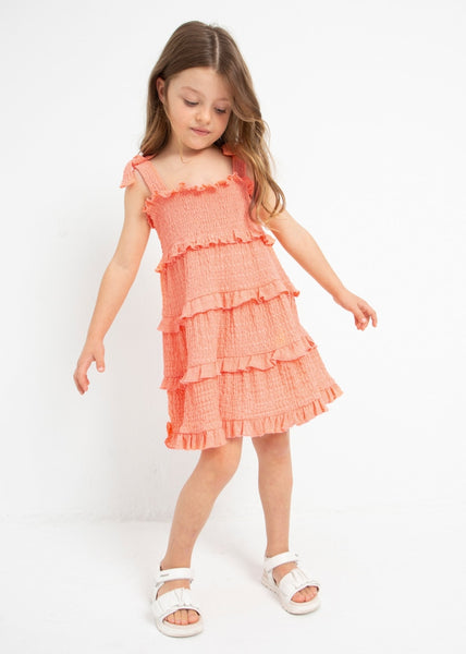 Strappy dress with smock knit for girl Art. 23-03934-093