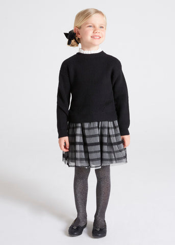 Girl's thread knit dress with tulle 4955-93