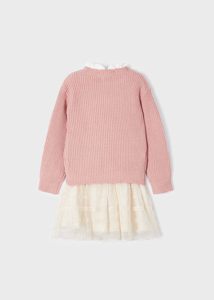 Girl's thread knit dress with tulle Art. 12-04955-094