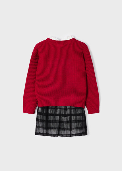 Girl's thread knit dress with tulle 12-04955-95