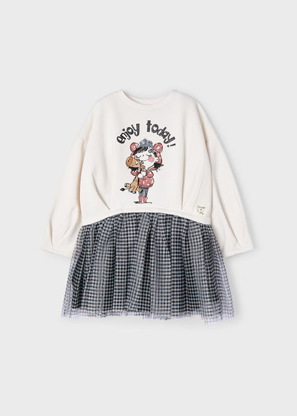 Tulle dress with gingham print for girl 4971-14