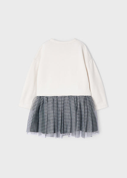 Tulle dress with gingham print for girl 4971-14