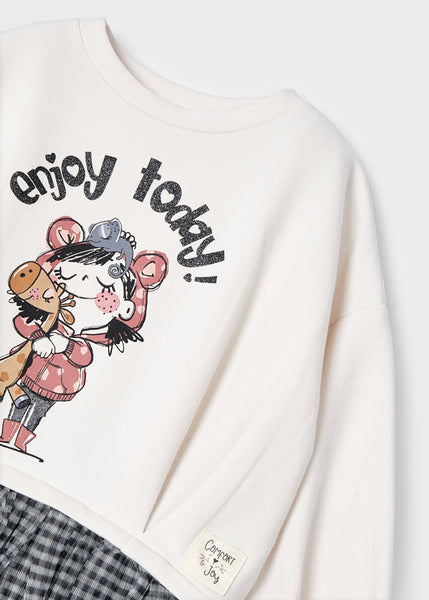 Tulle dress with gingham print for girl 4971-14