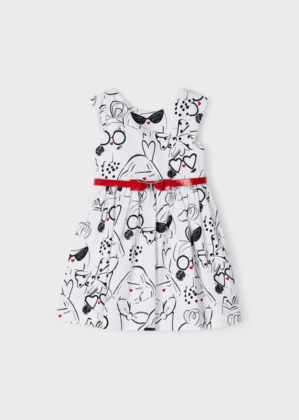 Printed dress with cotton belt for girls Art. 23-03921-033