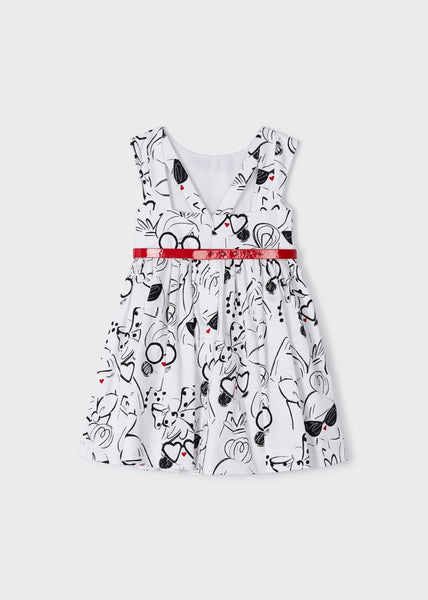 Printed dress with cotton belt for girls Art. 23-03921-033