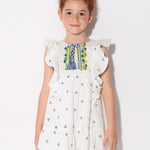 Printed dress with embroidered motif in cotton for girls Art. 23-03936-033