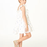 Printed dress with embroidered motif in cotton for girls Art. 23-03936-033