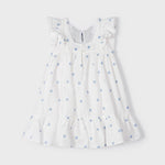 Printed dress with embroidered motif in cotton for girls Art. 23-03936-033