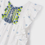 Printed dress with embroidered motif in cotton for girls Art. 23-03936-033