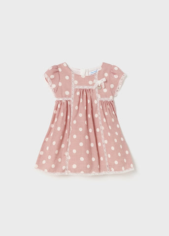 Printed dress with lace motifs for baby Art. 23-01946-064