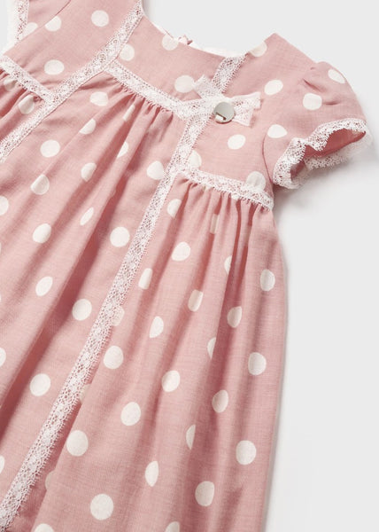 Printed dress with lace motifs for baby Art. 23-01946-064