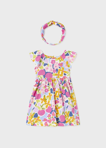 Baby Sustainable Cotton Printed Dress with Headband Art. 23-01972-050