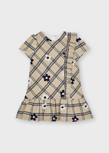 Girl embroidered flower dress Art. 11-04917-094   Cardigan ECOFRIENDS basic tricot girl Art. 11-00314-069