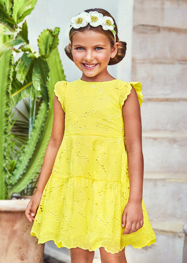 Vestido perforado bordado niña Art. 22-03923-067
