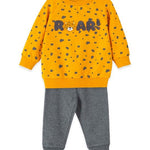 Mustard 'Roar' Dot Sweatshirt & Charcoal Pants - Infant & Toddler 11065